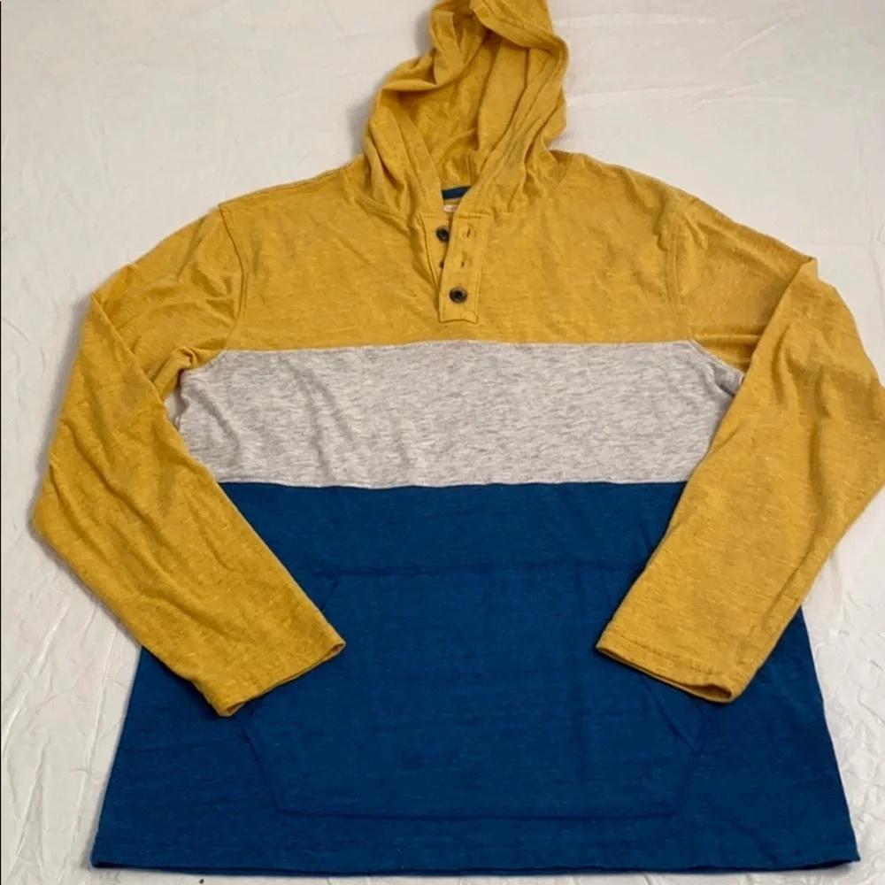 Old navy color block yellow blue hooded t-shirt